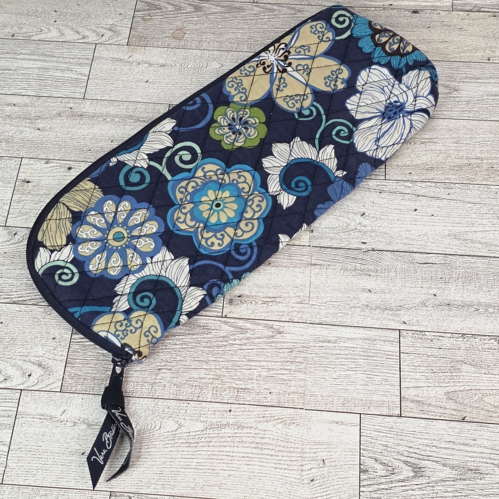 Vera Bradley Mod Blue Floral Curling And Flat Iron Cover Travel Bag